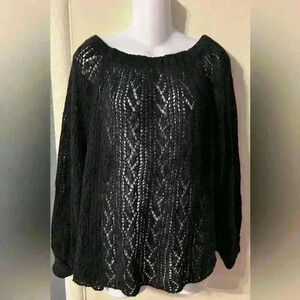 FREE PEOPLE Womens Black Long Sleeve Round Neck Sweater S Small